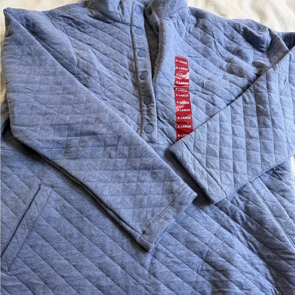 Blue Quilted Pullover
